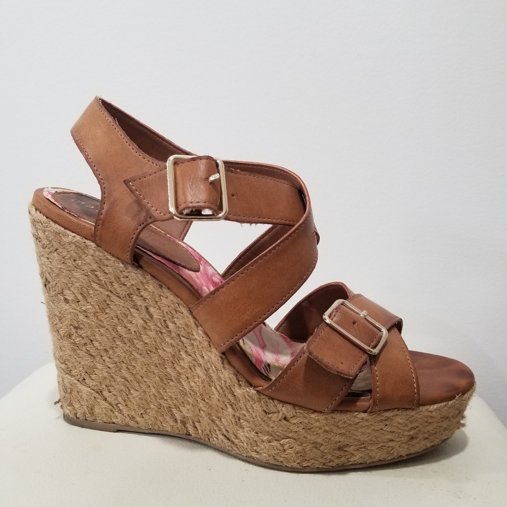 Brown Leather Wedges